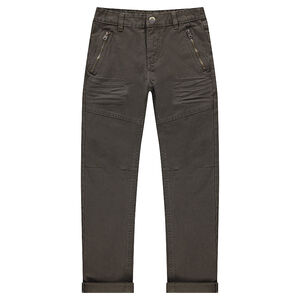 Βαμβακερό παντελόνι νηματοβαφή με φερμουάρ στις τσέπες 