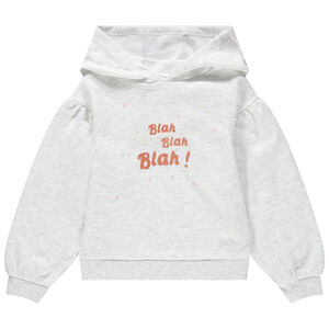 Sweat à capuche en molleton à message printé et petites perles 