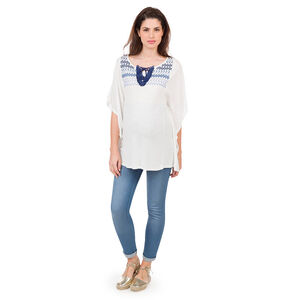 Τουνίκ σε στιλ πόντσο με έθνικ κεντητό σχέδιο 