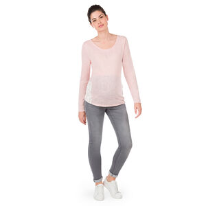 Μακρυμάνικη μπλούζα εγκυμοσύνης με λεπτομέρεια δαντέλα 