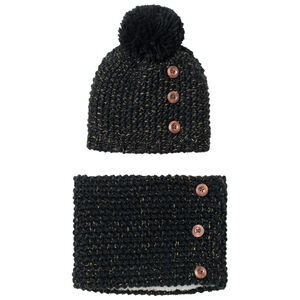 Ensemble bonnet et écharpe en maille à fils brillants doublés sherpa 
