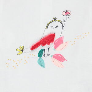 Μπλουζάκι μακρυμάνικο από οργανικό βαμβάκι και τυπωμένα πουλιά   