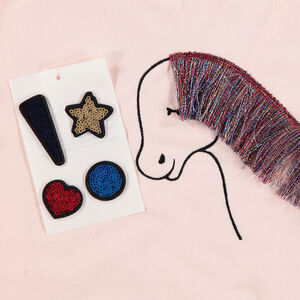 Μονόχρωμο φούτερ από φανέλα με κεντημένο μονόκερο και 4 αφαιρούμενα αυτοκόλλητα 