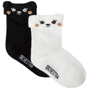 Lot de 2 paires de chaussettes unies à bord-côte fantaisie 