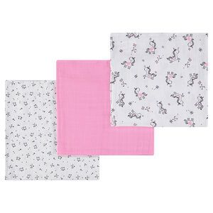 Σετ 3 βαμβακερές πάνες αγκαλιάς με φαντεζί μοτίβα 