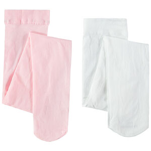 Σετ 2 λεπτά καλσόν, ένα απαλό ροζ / ένα λευκό 