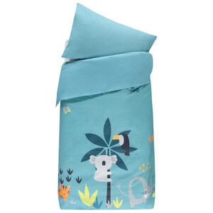 Σετ κρεβατιού με παπλωματοθήκη και μαξιλαροθήκη με μοτίβο τα ζώα της ζούγκλας 