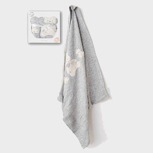  Πλεκτή κουβέρτα αρκουδάκια γκρι  