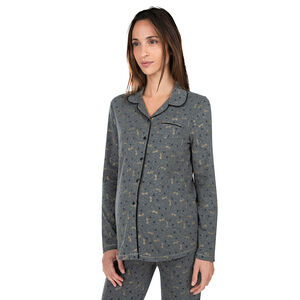 Πιτζάμα εγκυμοσύνης με πουκαμίσα και παντελόνι με μοτίβο σε όλη την επιφάνεια 