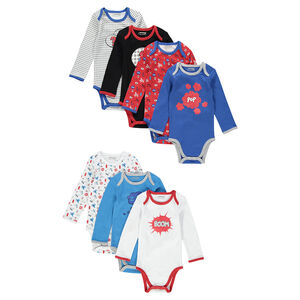 Σετ με 7 κορμάκια με μακρυά μανίκια.  