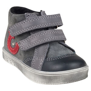 Bottillons en cuir bi-matière à scratchs 