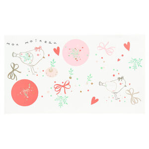 Sticker mural motifs petits oiseaux et coeurs 