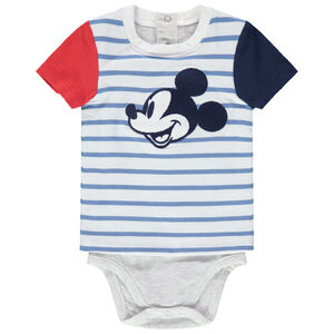 Κοντομάνικο ριγέ φορμάκι 2 σε 1 με κέντημα Μίκυ της Disney 