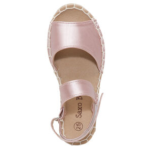 Εσπαντρίγιες από ροζ περλέ συνθετικό δέρμα με λουράκι και αυτοκόλλητο βέλκρο από 28 έως 35 