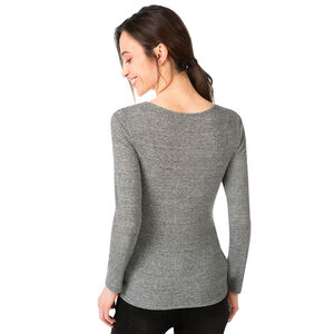 Μακρυμάνικη μελανζέ ριμπ μπλούζα εγκυμοσύνης 