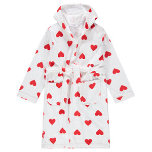 Παιδικά - Μπουρνούζι με κουκούλα πετσετέ και καρδούλες σε όλη την επιφάνεια 