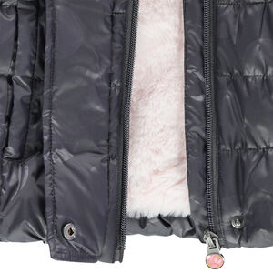 Καπιτονέ μπουφάν με επένδυση από sherpa και κεντημένα λουλούδια 