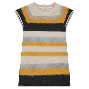 Robe manches courtes rayée en tricot fantaisie 