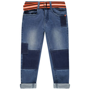 Τζιν με φθαρμένη όψη, φάσες και ριγέ αφαιρούμενη ζώνη 