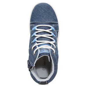 Υφασμάτινα μποτάκια με όψη ντένιμ, κορδόνια και φερμουάρ, από 24 έως 27 