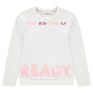 Παιδικά - Μονόχρωμο φανελένιο φούτερ με φαντεζί μοτίβο  