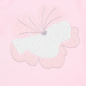 Μακρυμάνικη μπλούζα ζέρσεϊ με λουλούδι από ιριδίζουσες πούλιες 