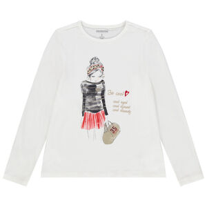 T-shirt manches longues uni print personnage 