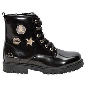 Λουστρινένια μποτάκια με κορδόνια και φερμουάρ Lulu Castagnette 