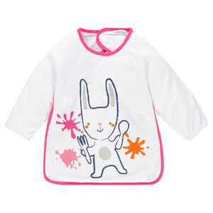 Σαλιάρα με μακριά μανίκια από πετσετέ ύφασμα με επένδυση PVC και διακοσμητική στάμπα 