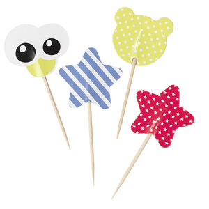 Σετ με 10 ξύλινες διακοσμητικές οδοντογλυφίδες γενεθλίων με σχέδιο δράκο 