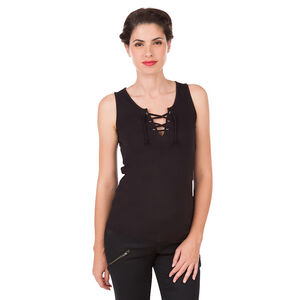 Αμάνικο φανελάκι εγκυμοσύνης με φαντεζί κορδόνια στη λαιμόκοψη 