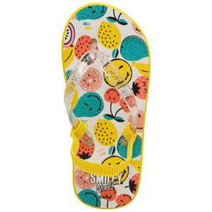 Σαγιονάρες με λουράκι με παγιέτες και στάμπα Smiley 