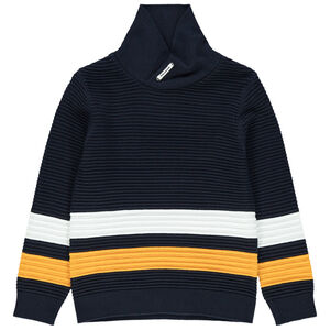 Πουλόβερ με ανάγλυφη πλέξη και κρουαζέ λαιμόκοψη 