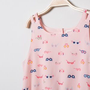 Robe à fines bretelles imprimée lunettes all-over 