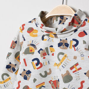 Sous-pull col cheminée imprimé lettres et animaux all-over 