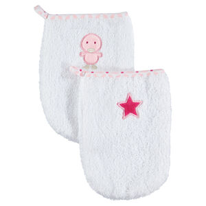 Σετ 2 γάντια μπάνιου με κέντημα 