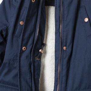 Parka en twill doublée sherpa à fausse fourrure amovible 