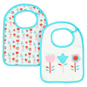 Lot de 2 bavoirs en coton avec broderies fantaisie 