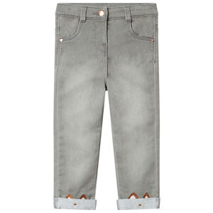 Jean effet used à chats brodés et poches 