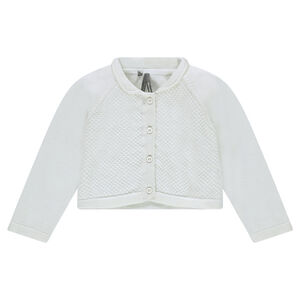 Μονόχρωμη πλεκτή ζακέτα με διακοσμητική πλέξη 