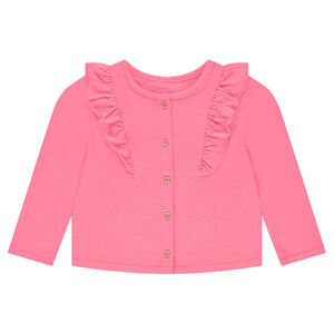 Μονόχρωμη φανελένια ζακέτα με βολάν 