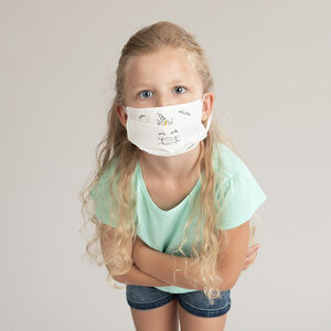 Σετ από 2 παιδικές υφασμάτινες μάσκες AFNOR με σχέδιο μονόκερος 