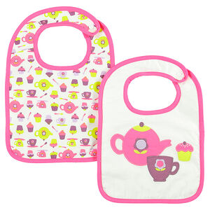 Lot de 2 bavoirs en coton avec broderies fantaisie 