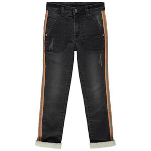 Jean slim effet used à bandes sur les côtés 