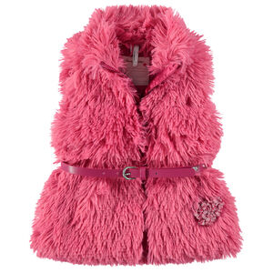 Αμάνικη ζακέτα από συνθετική γούνα με ρυθμιζόμενη ζώνη 