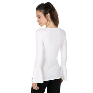 Μακρυμάνικη ριμπ μπλούζα εγκυμοσύνης με εβαζέ μανίκια 