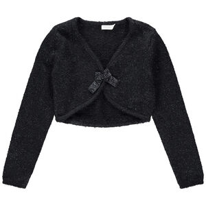 Παιδικά - Πλεκτή ζακέτα με γυαλιστερό νήμα και φιόγκο μπροστά 