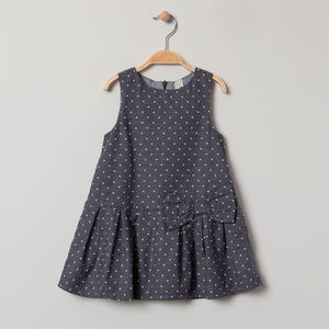 Φόρεμα αμάνικο πουά με  φιόγκο 