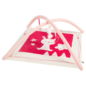 Απαλό βελουτέ χαλάκι δραστηριοτήτων με κρεμαστά λούτρινα παιχνιδάκια 