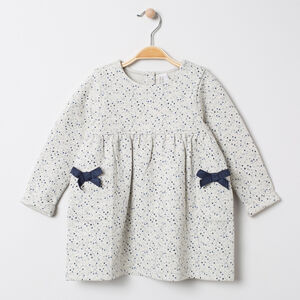 Robe manches longues imprimée all-over à noeuds 